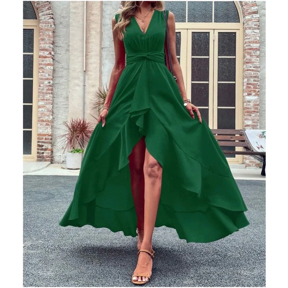 Boho Sleeveless High Low Ruffle Maxi Dress - Picture 4 of 14